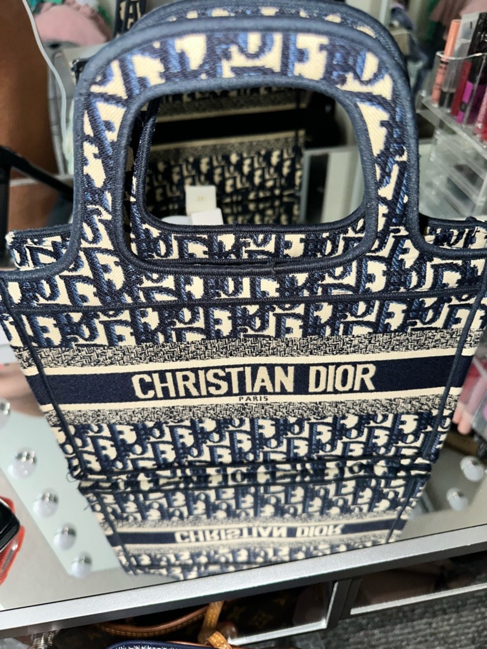 Christian Dior Navy and Cream Book Tote